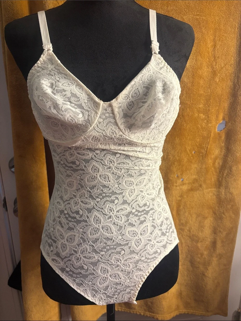 Lace Bodysuit Camisole in Ivory - Women's Intimates 34 B